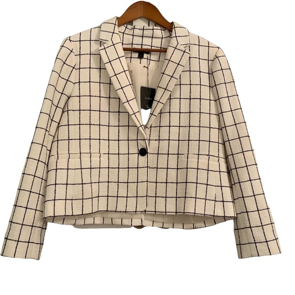 J. CrewTweed Windowpane Blazer in Black/White size 16